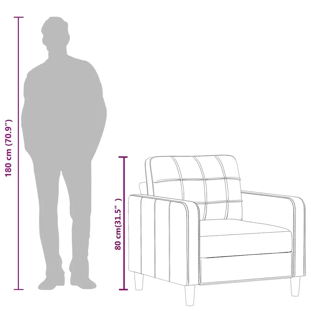 Sofa Chair Grey 60cm Compact Modern Armchair Lounge Seat