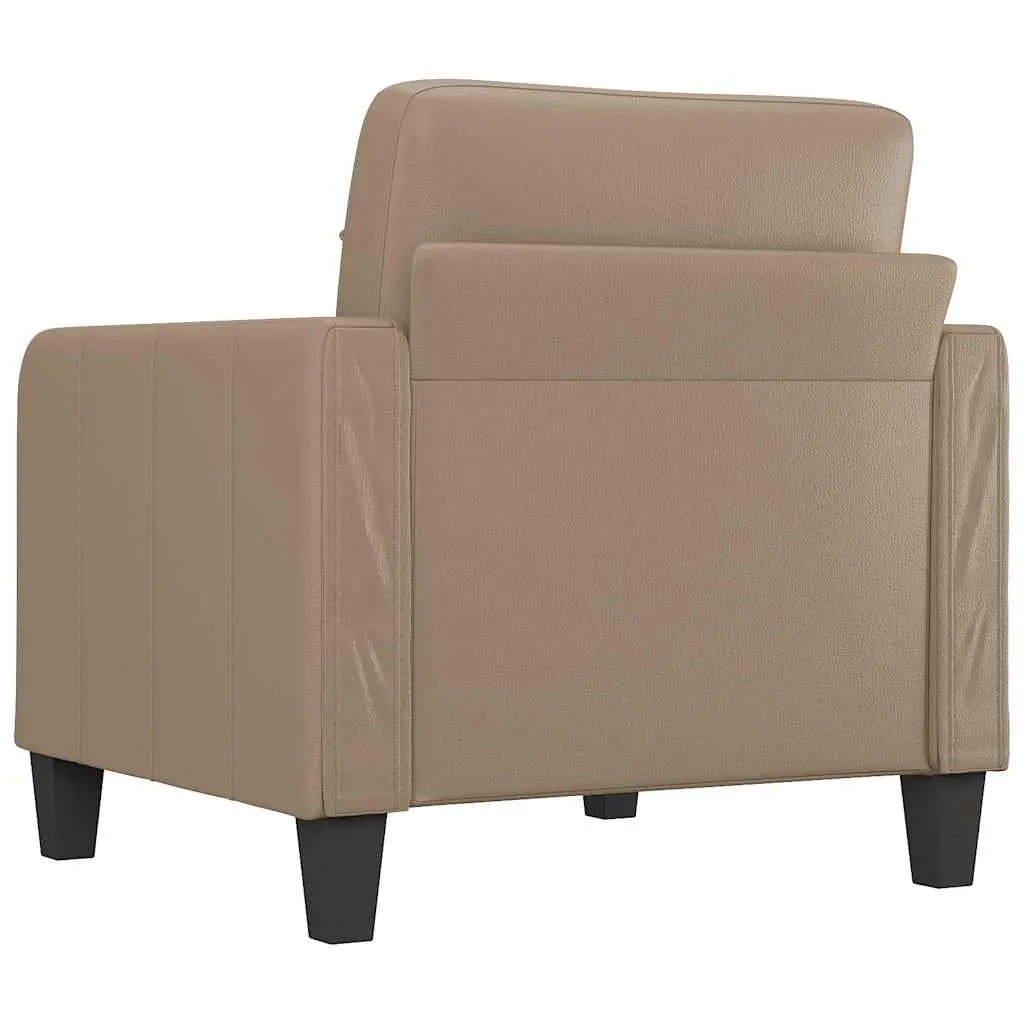 Lounge Seating Sofa Chair Brown Faux Leather Armchair 60cm Thick Padded