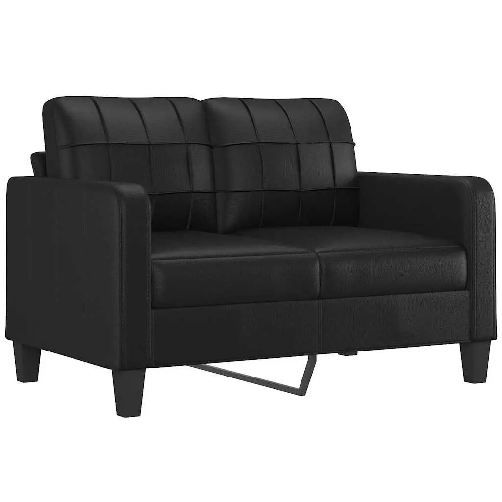 2-Seater Sofa Black Faux Leather 120cm Lounge Couch Modern Living Room Furniture