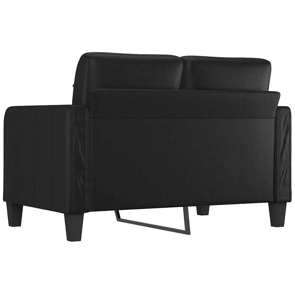 2-Seater Sofa Black Faux Leather 120cm Lounge Couch Modern Living Room Furniture