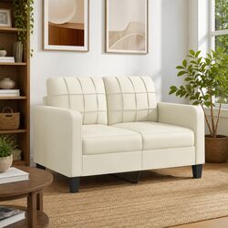 2-Seater Sofa in Cream Faux Leather - Perfect for Any Space