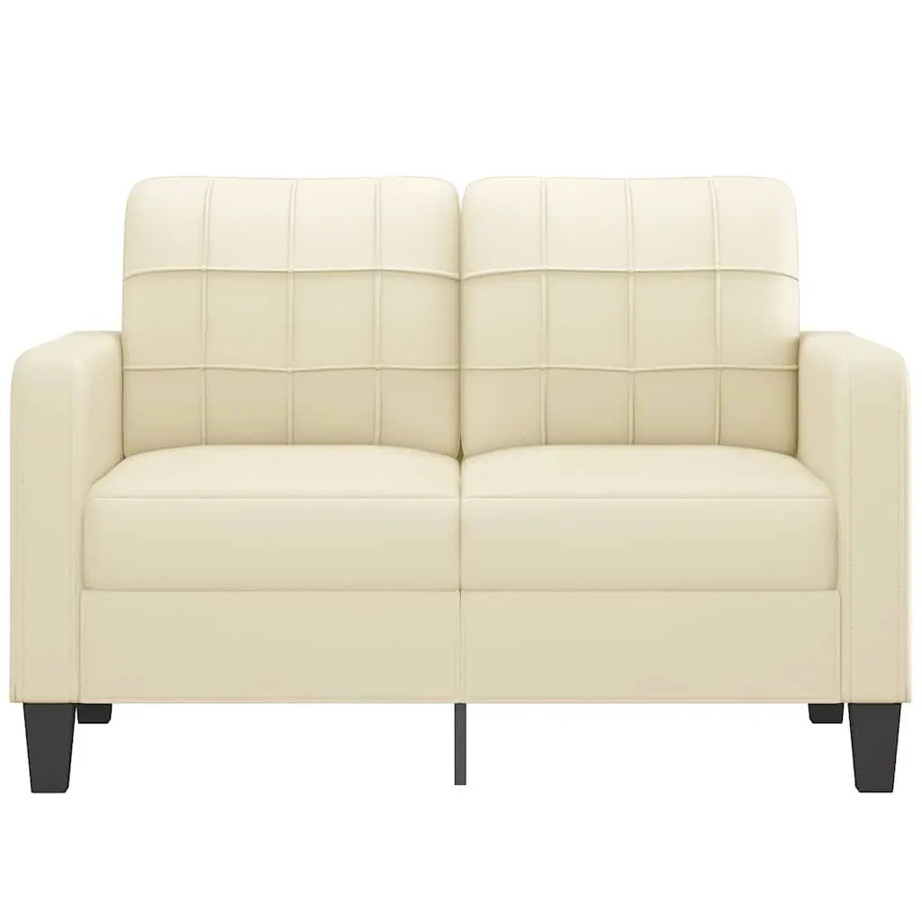 2-Seater Sofa Cream Faux Leather Lounge Couch Modern Living Room Furniture 120cm