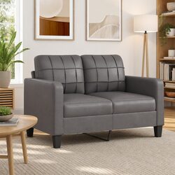 2-Seater Sofa Grey 120cm Lounge Couch Faux Leather Living Room Furniture