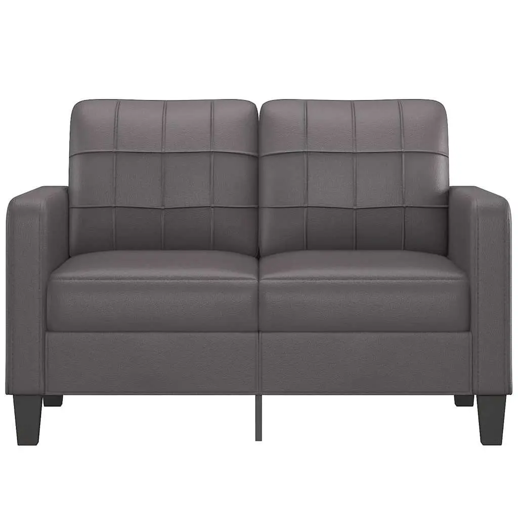 2-Seater Sofa Grey 120cm Lounge Couch Faux Leather Living Room Furniture