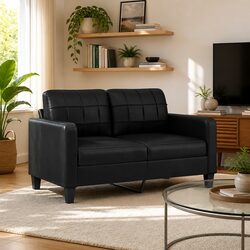 Black 140cm 2-Seater Sofa for Easy Living
