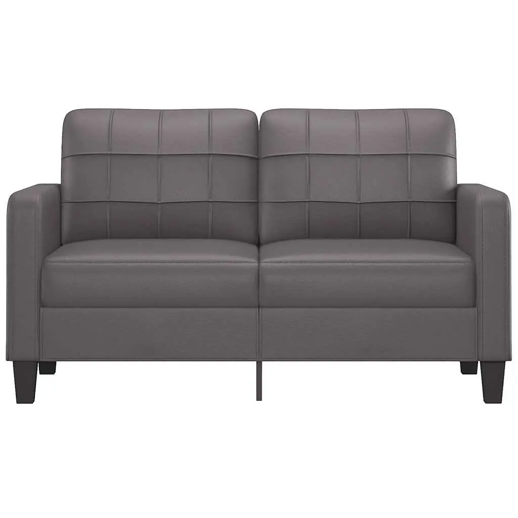 140cmGreyFauxLeather2SeaterSofaModernLoungeCouchComfortableDesign