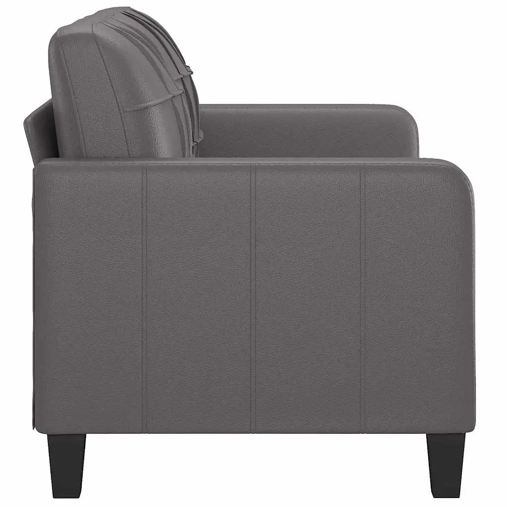 140cmGreyFauxLeather2SeaterSofaModernLoungeCouchComfortableDesign