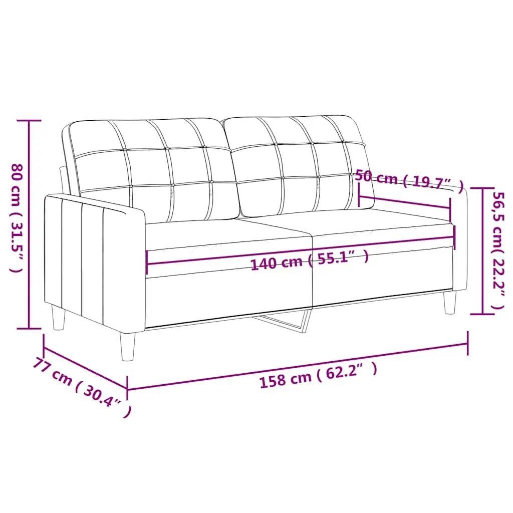 140cmGreyFauxLeather2SeaterSofaModernLoungeCouchComfortableDesign