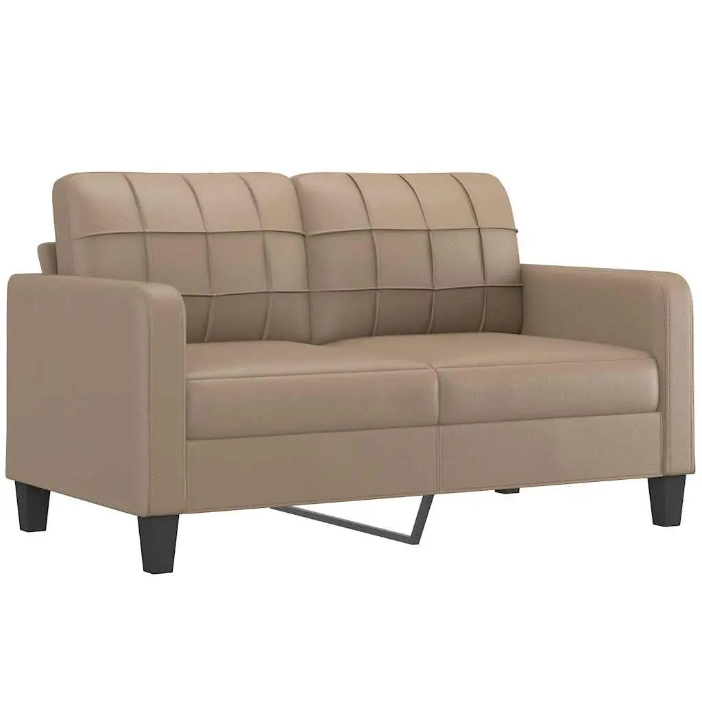 2-Seater Sofa Brown 140cm Faux Leather Modern Lounge Couch