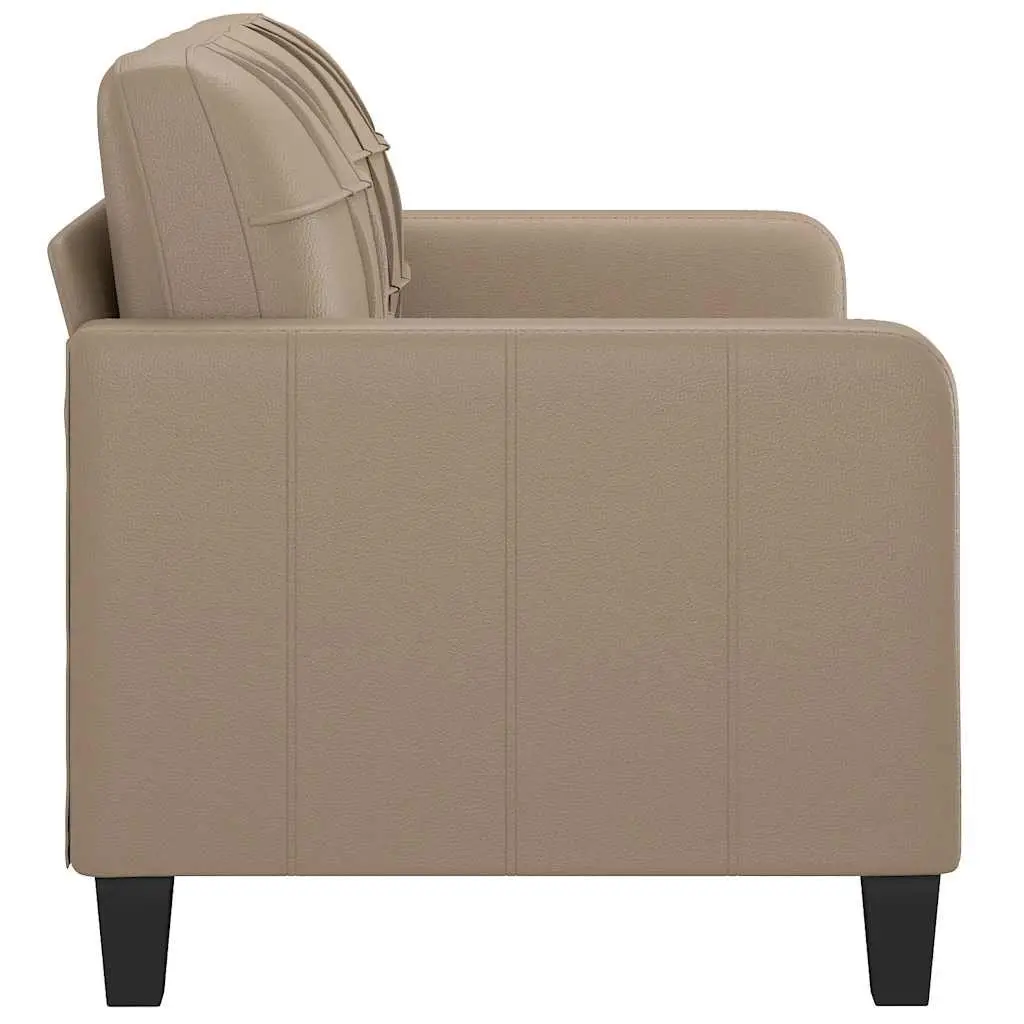 2-Seater Sofa Brown 140cm Faux Leather Modern Lounge Couch