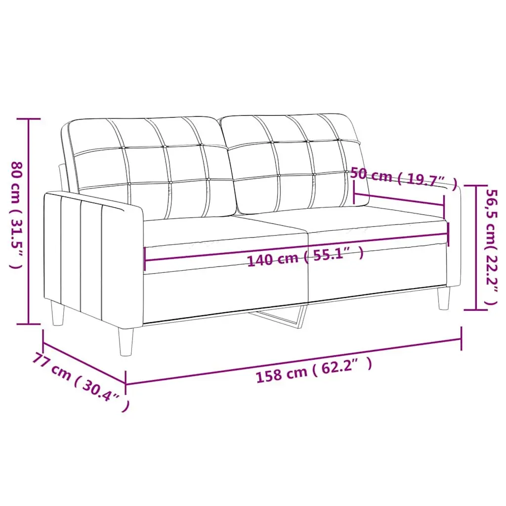 2-Seater Sofa Brown 140cm Faux Leather Modern Lounge Couch