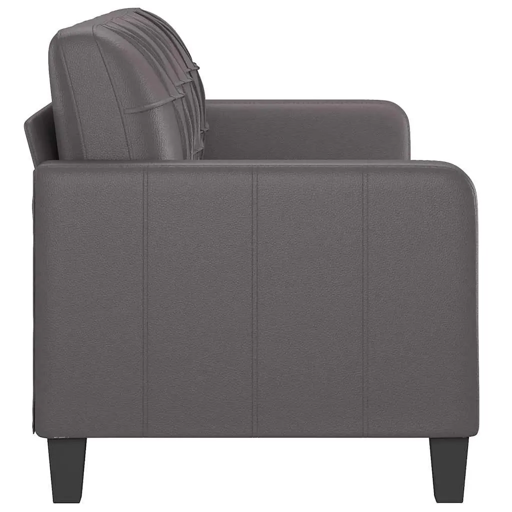 3-Seater Sofa Grey 180cm Faux Leather Modern Lounge Couch