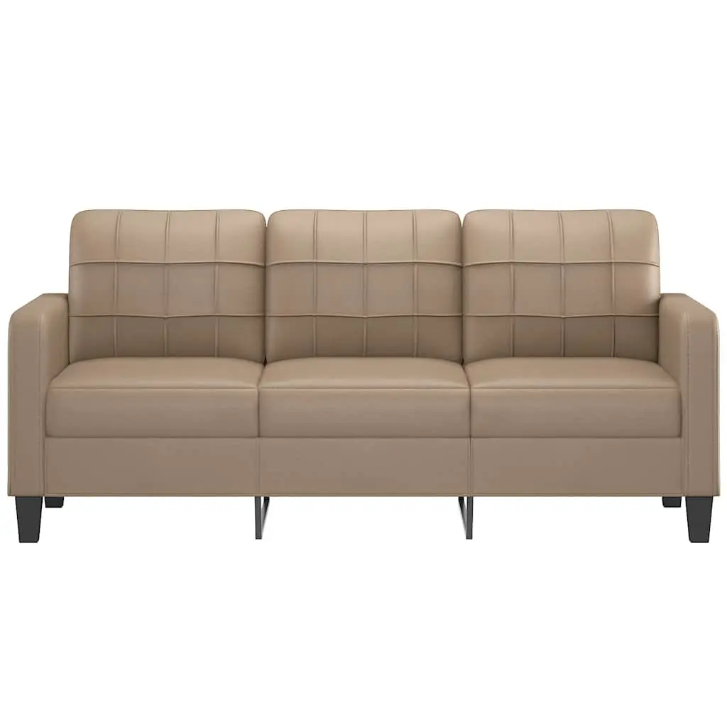 3-Seater Sofa Brown 180cm Faux Leather Durable Upholstery