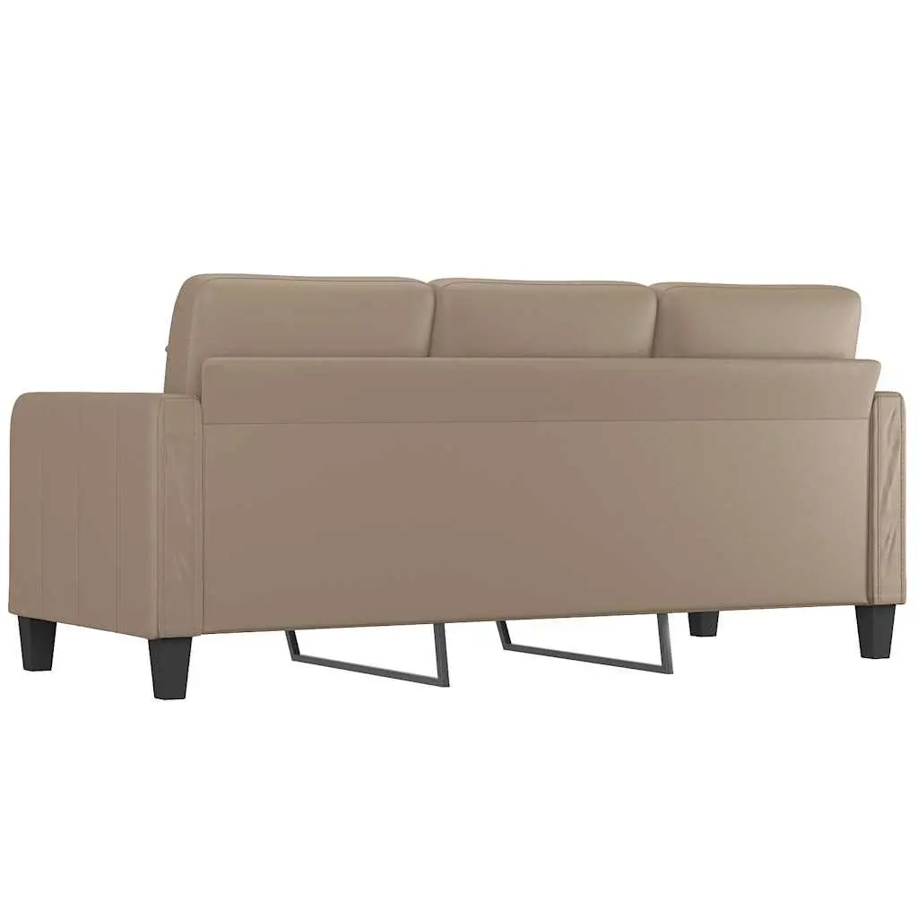 3-Seater Sofa Brown 180cm Faux Leather Durable Upholstery