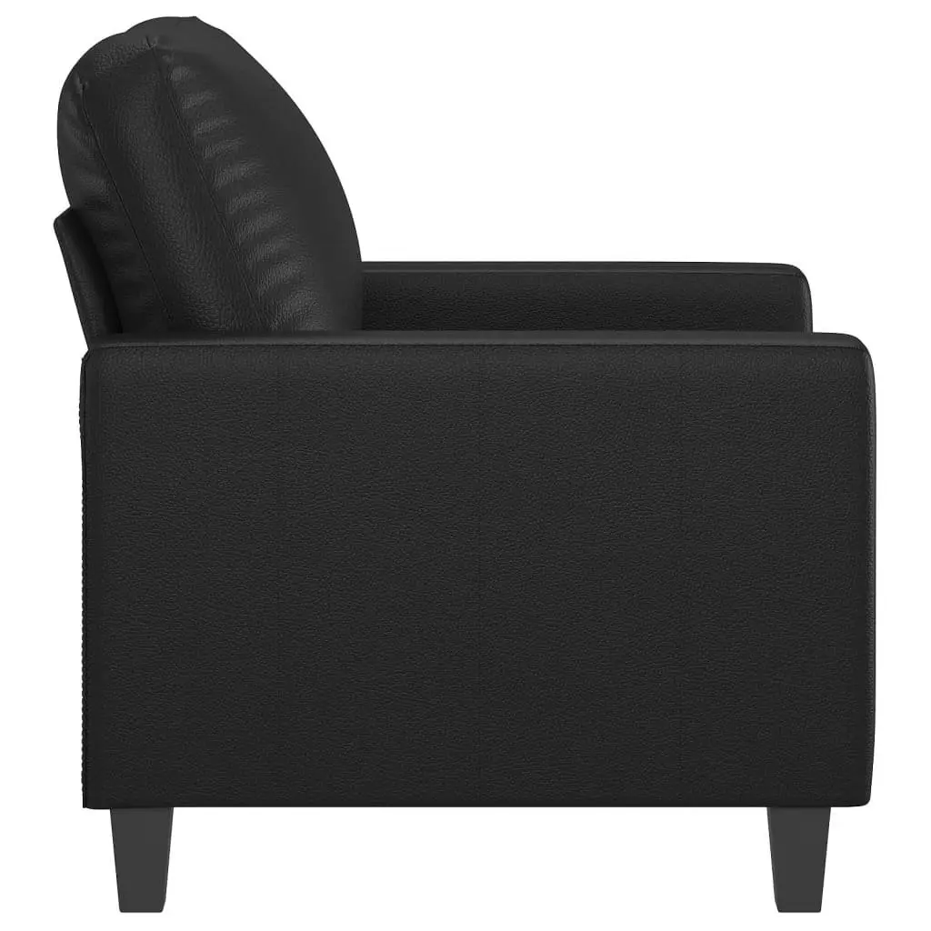 Black Sofa Chair 60cm Faux Leather Armchair Lounge Seat Modern Design