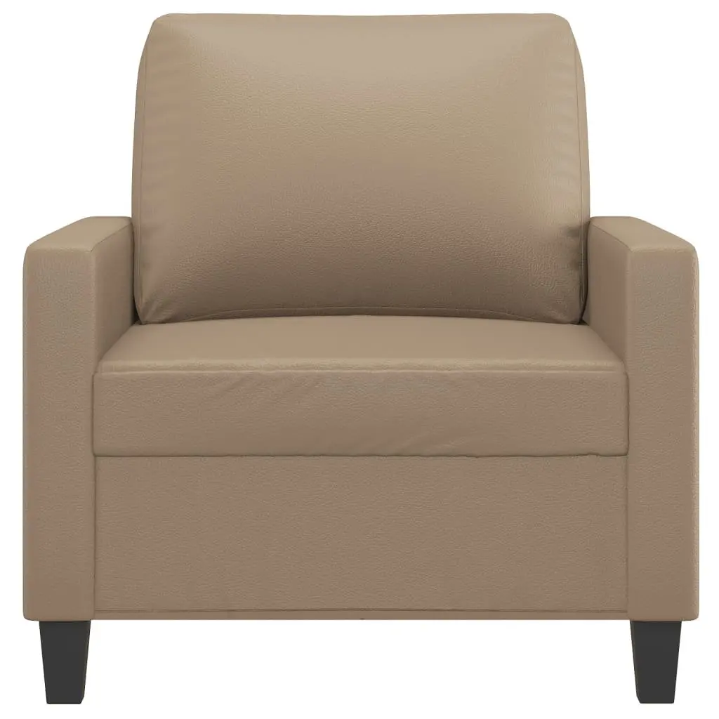 Sofa Chair Brown Faux Leather Armchair Living Room Furniture Comfortable Padded