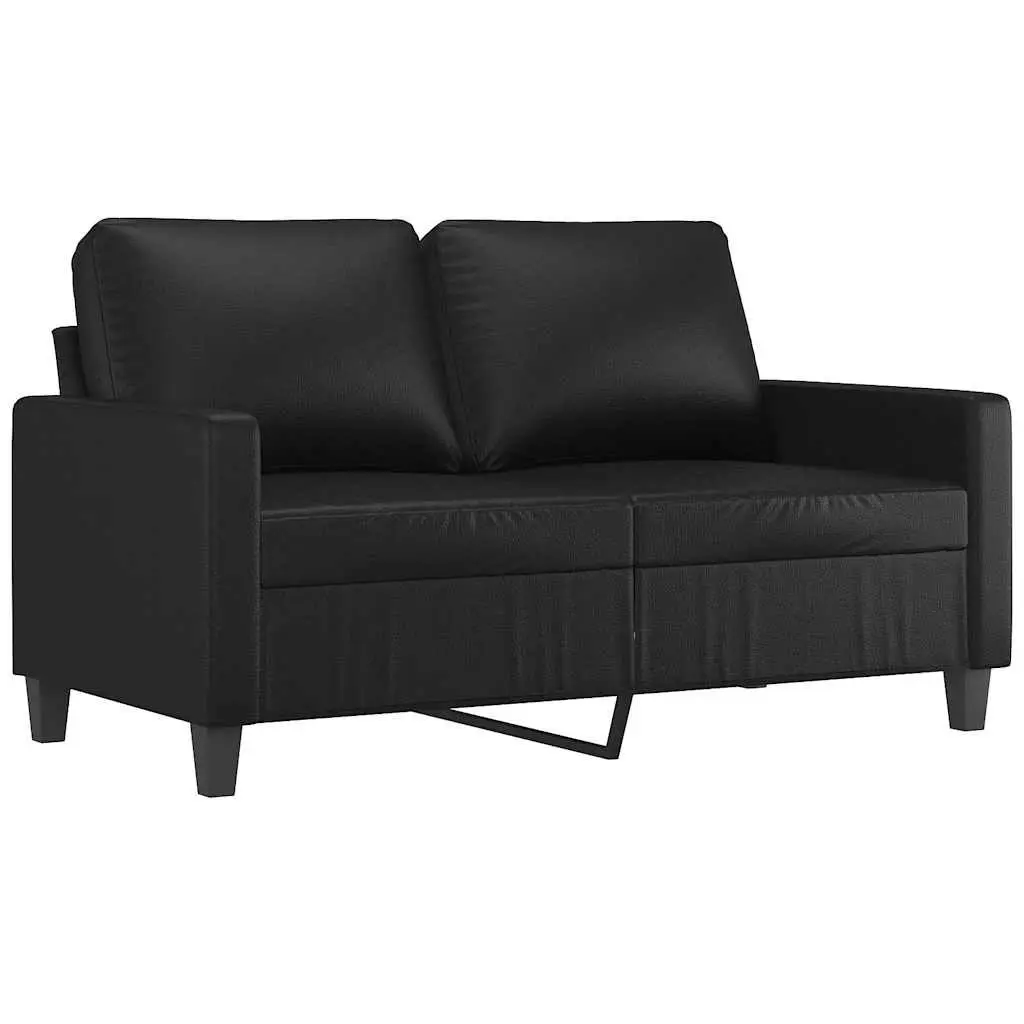 2-Seater Sofa Black 120cm Modern Couch Faux Leather Durable Stain Resistant