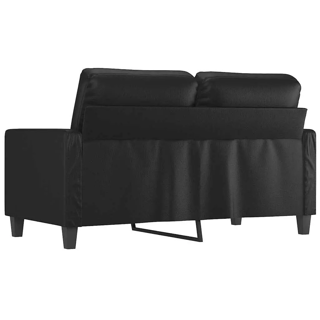 2-Seater Sofa Black 120cm Modern Couch Faux Leather Durable Stain Resistant
