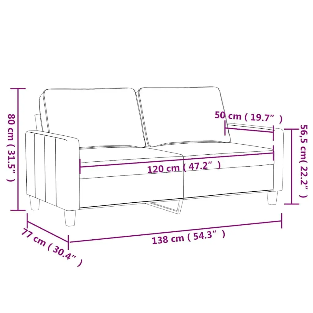 2-Seater Sofa Black 120cm Modern Couch Faux Leather Durable Stain Resistant
