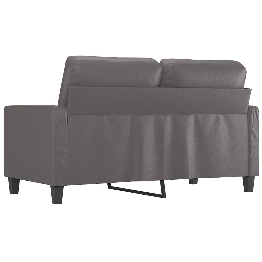 2-Seater Sofa Grey 120cm Faux Leather Modern Living Room Couch