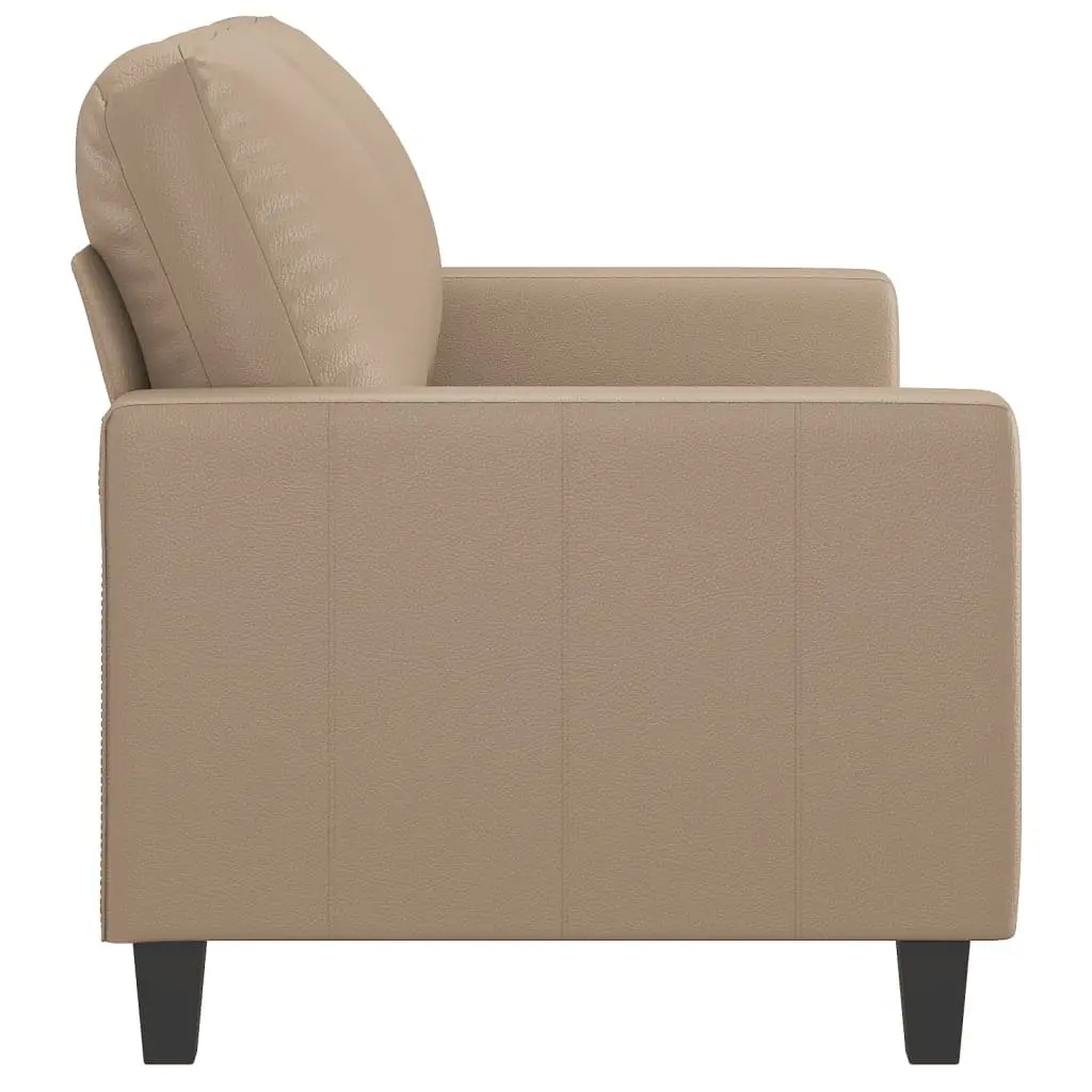 2-Seater Sofa Brown Faux Leather Modern Living Room Couch 120cm Compact Settee