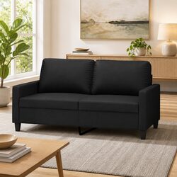 Compact 2-Seater Sofa Black 140cm Modern Design