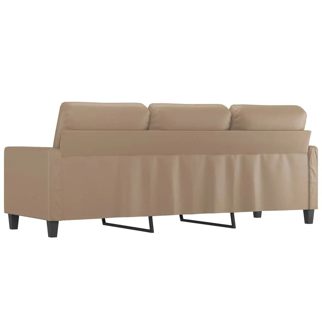 3-Seater Sofa Brown 180cm Faux Leather Modern Living Room Couch