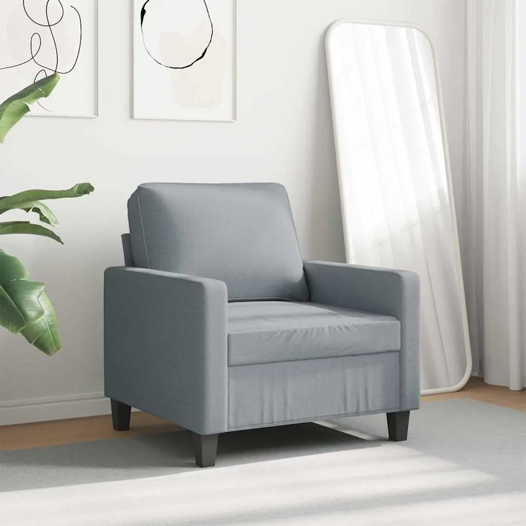 Sofa Chair Grey Fabric Armchair Living Room Lounge Seat Padded Comfortable