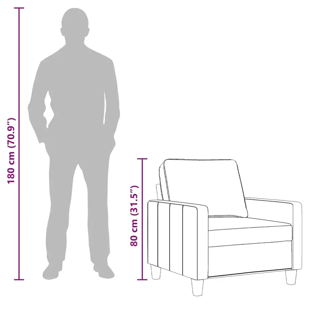 Sofa Chair Grey Fabric 60cm Modern Armchair Lounge Seat Home Furniture