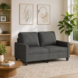2-Seater Sofa Grey 120cm Lounge Couch Living Room Furniture Padded Armrests