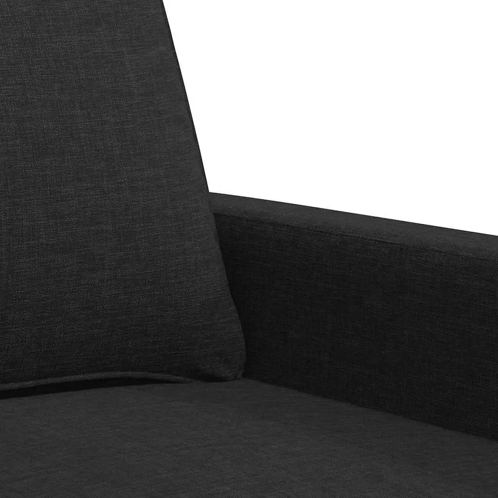 2-Seater Sofa Black Fabric 120cm Modern Living Room Couch Padded Armrests