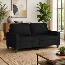 2-Seater Sofa Black 140cm Fabric Lounge Couch Living Room Furniture