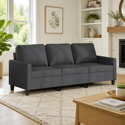 Concise Design: Grey Fabric 3-Seater Sofa for Living Rooms