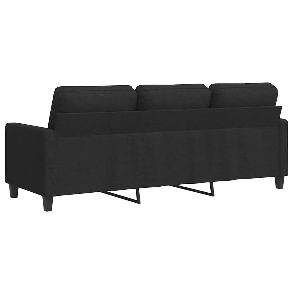 3-Seater Sofa Black 180cm Fabric Living Room Couch Lounge Furniture