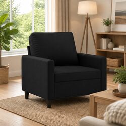 Black Velvet Sofa Chair 60cm Modern Accent Armchair Lounge Seat Furniture