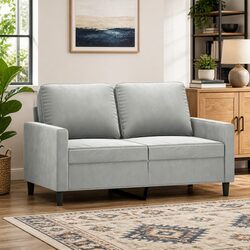 2-Seater Sofa Grey 120cm Lounge Couch Velvet Living Room Furniture Modern Design