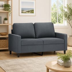 2-Seater Sofa Grey Velvet Modern Living Room Couch Comfortable Padded Armrest