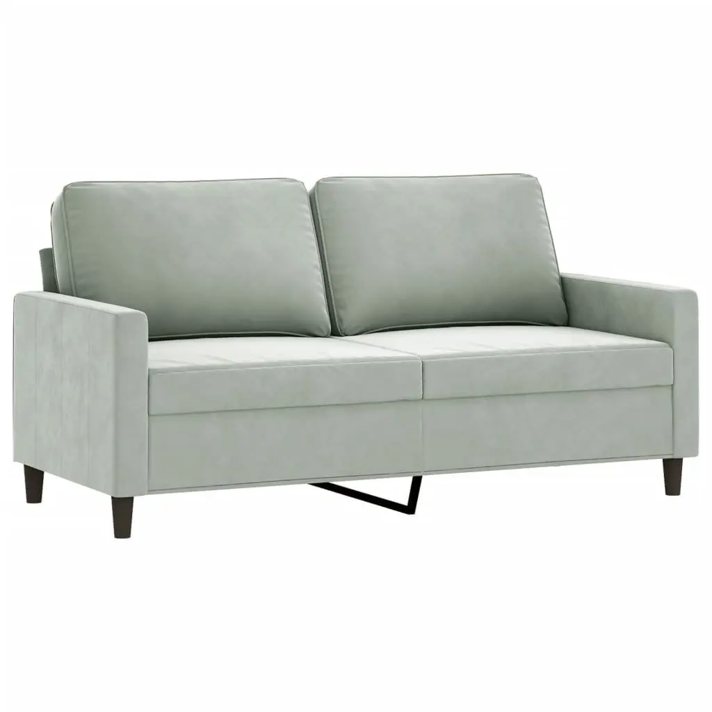 2-Seater Sofa Grey Velvet Living Room Furniture Couch 140cm Modern Lounge Settee