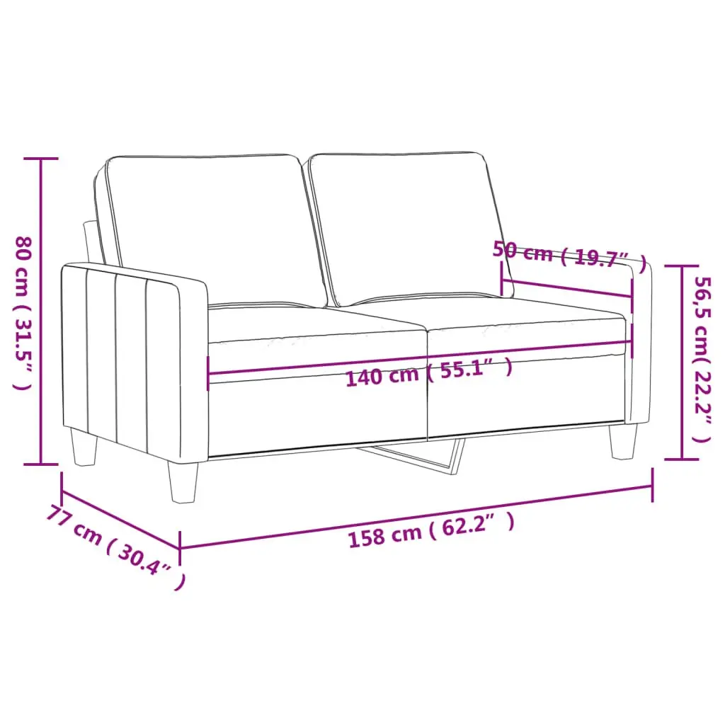 2-Seater Sofa Grey Velvet Living Room Furniture Couch 140cm Modern Lounge Settee