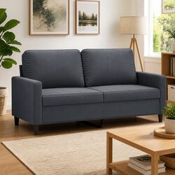 Concise Design: Grey Velvet 2-Seater Sofa
