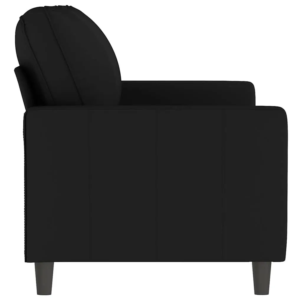 2-Seater Sofa Black 140cm Velvet Upholstered Living Room Couch Furniture