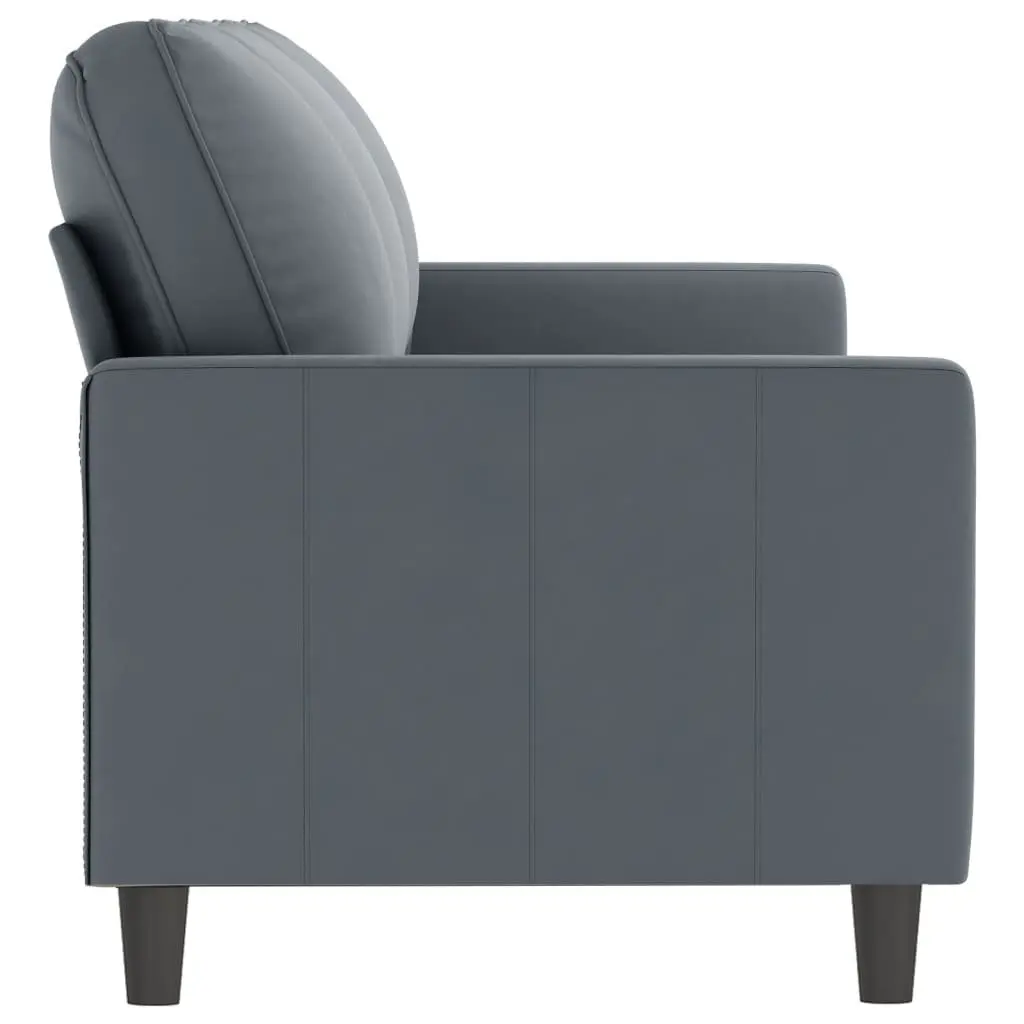 3-Seater Sofa Grey 180cm Velvet Modern Living Room Couch Padded Armrests