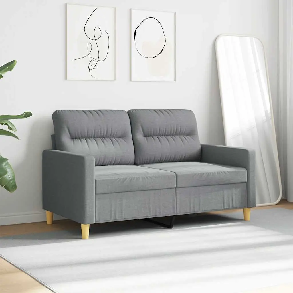2-Seater Sofa Grey Fabric 120cm Upholstered Couch Lounge Settee