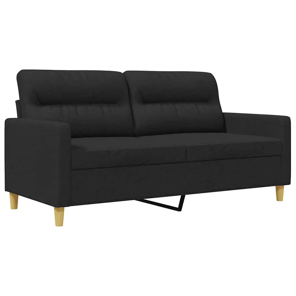 2-Seater Sofa Black Fabric 140cm Living Room Couch Modern Design Comfortable