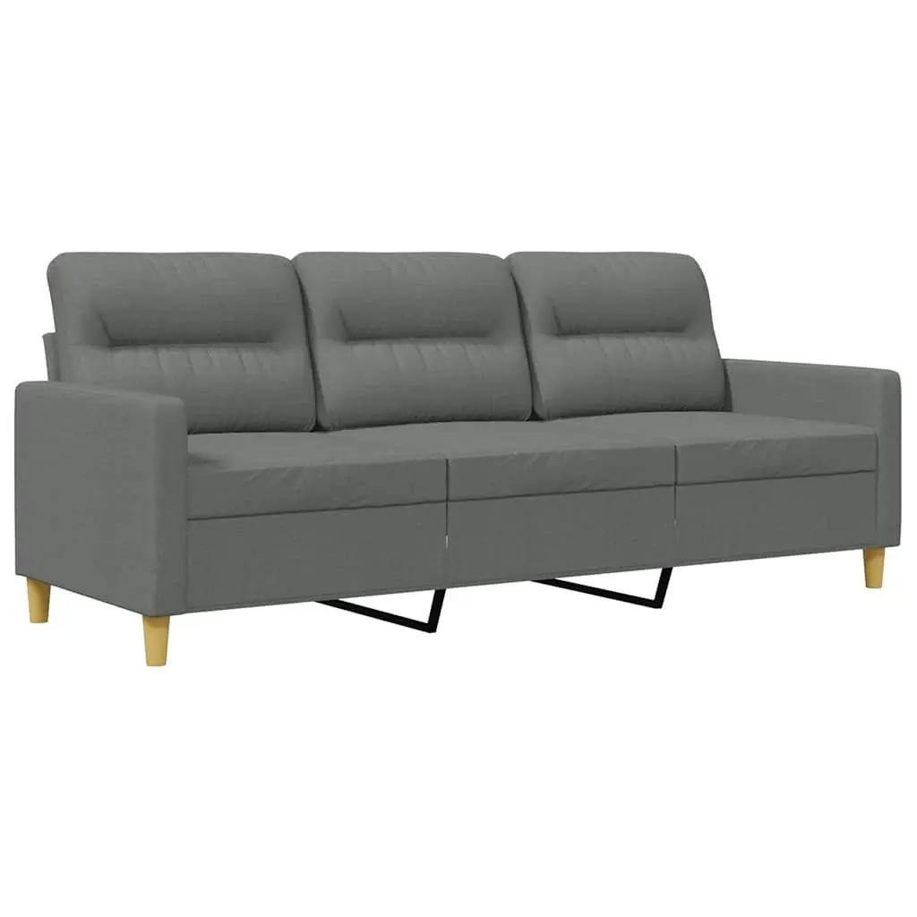 3-Seater Sofa Grey Fabric 180cm Modern Living Room Couch Lounge Seat Furniture