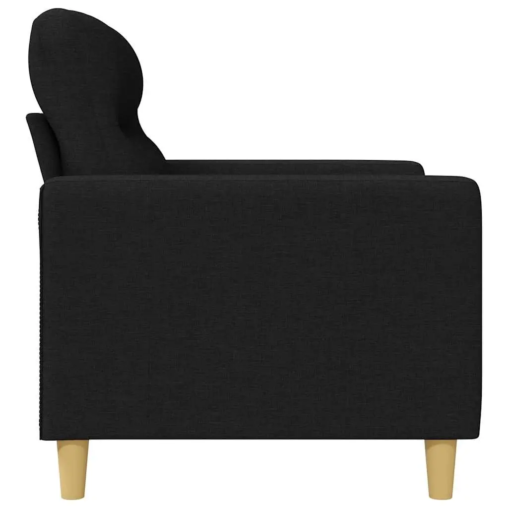 3-Seater Sofa Black 180cm Fabric Upholstered Modern Living Room Couch