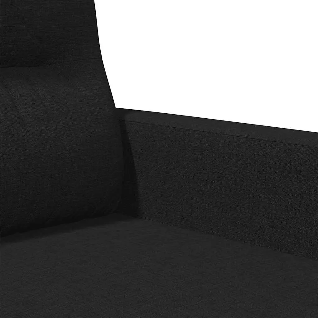 3-Seater Sofa Black 180cm Fabric Upholstered Modern Living Room Couch