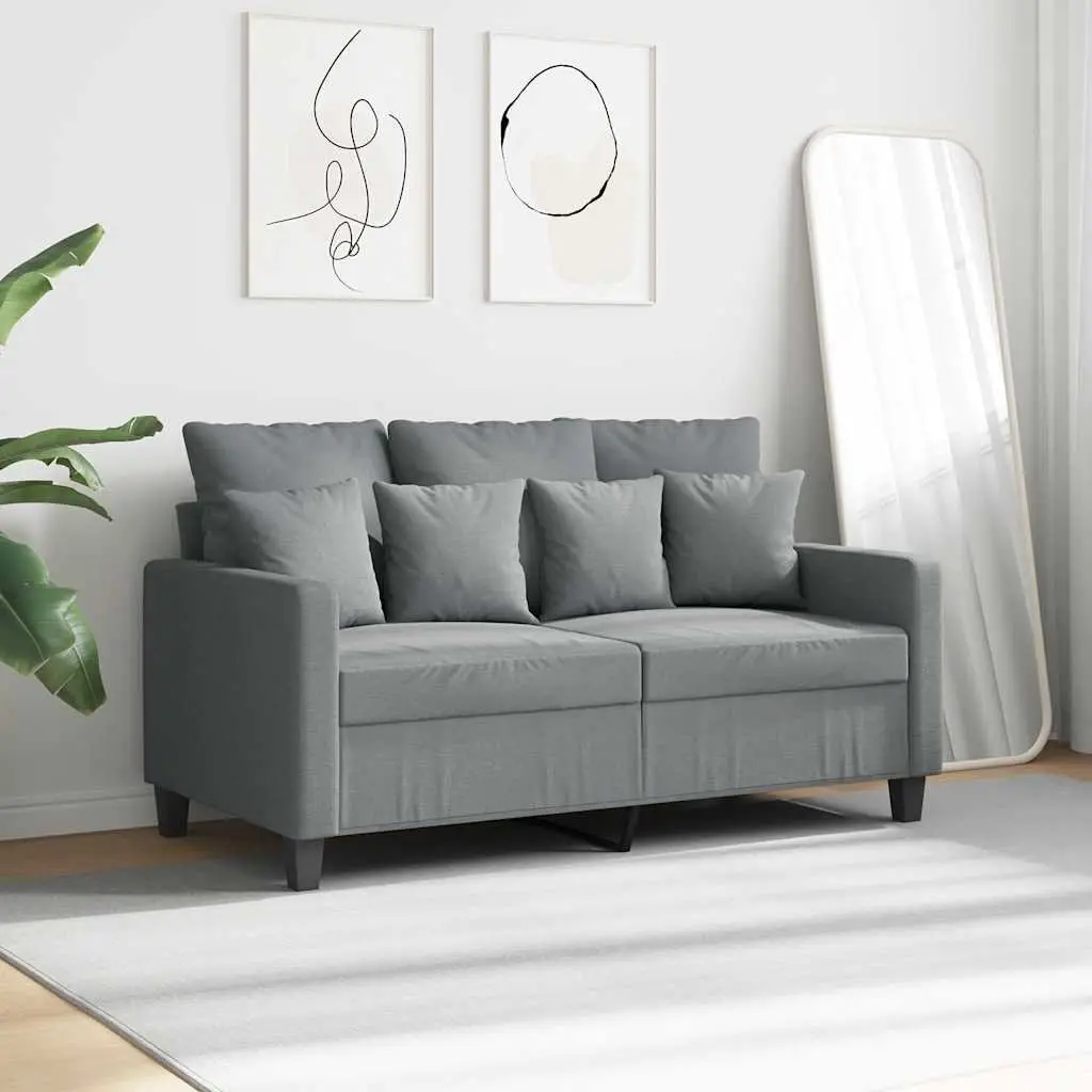 2-Seater Sofa Light Grey 120cm Modern Lounge Couch Fabric Settee Living Room