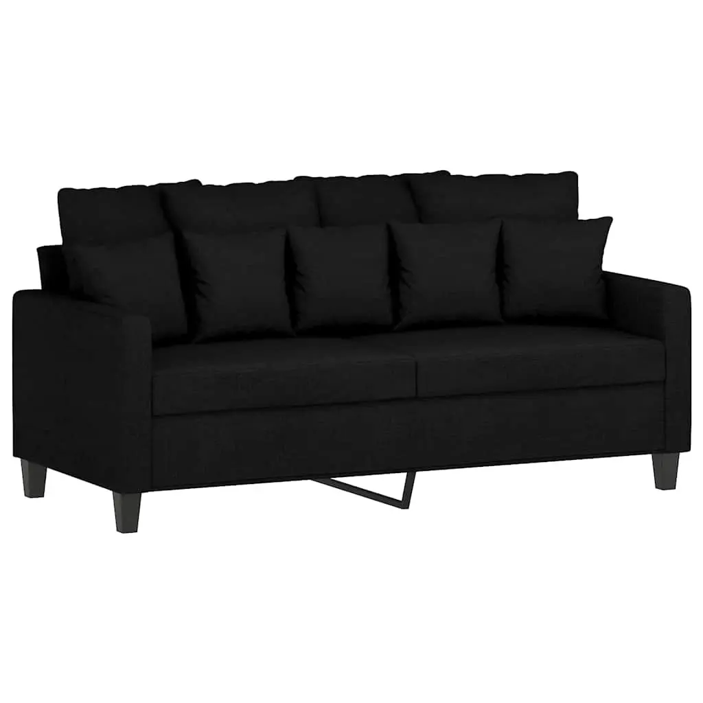2-Seater Sofa Black 140cm Modern Fabric Lounge Seat