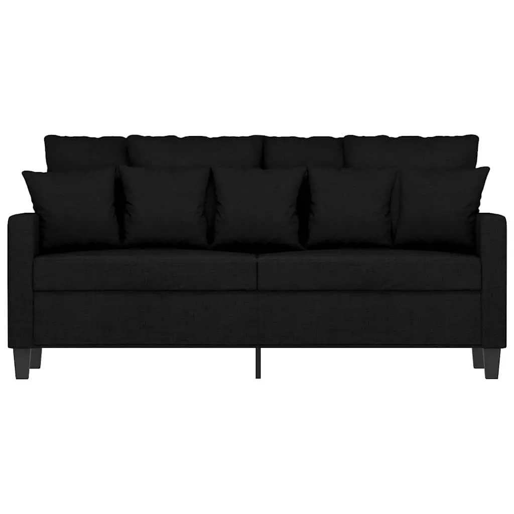 2-Seater Sofa Black 140cm Modern Fabric Lounge Seat